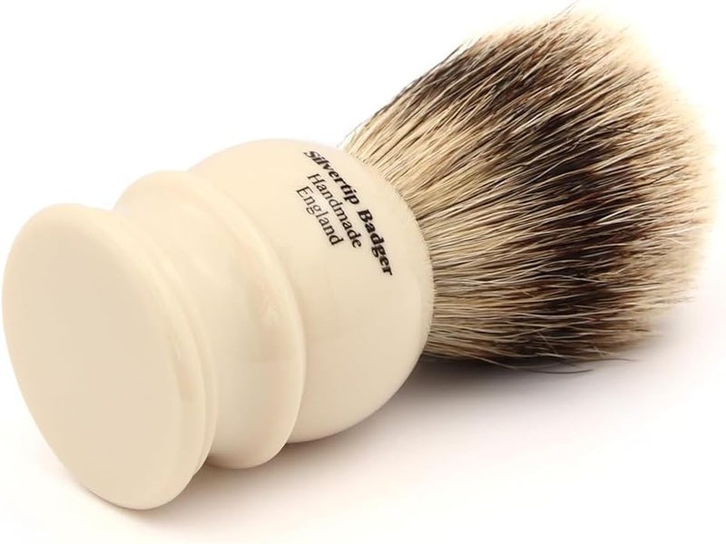 Edwin Jagger Ivory Shaving Brush Synthetic Silver Tip - Image 4