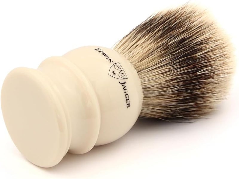 Edwin Jagger Ivory Shaving Brush Synthetic Silver Tip - Image 3