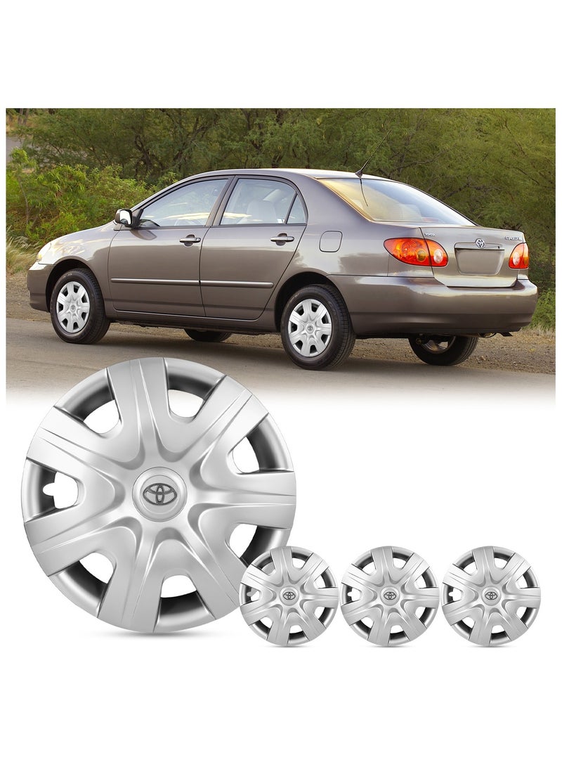 Agc 14 Inch Wheel Covers Hub Caps Compatible with Toyota Corolla 2003 | Set of 4 | ABS Plastic | Snap-On Fit | Silver Finish | Model 304 | Made in Taiwan  - Image 2