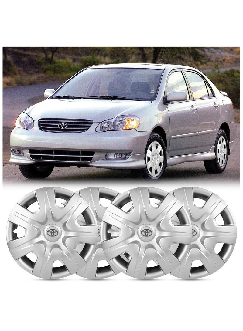Agc 14 Inch Wheel Covers Hub Caps Compatible with Toyota Corolla 2003 | Set of 4 | ABS Plastic | Snap-On Fit | Silver Finish | Model 304 | Made in Taiwan  - Image 3