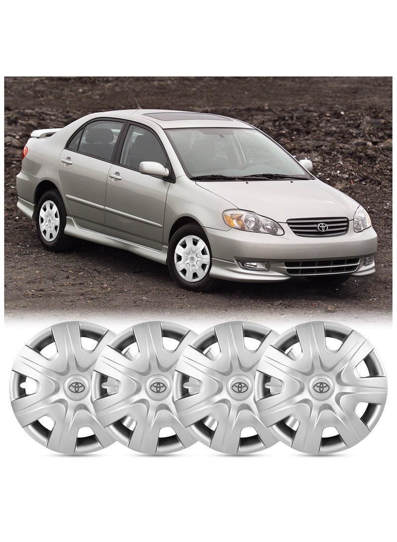 Agc 14 Inch Wheel Covers Hub Caps Compatible with Toyota Corolla 2003 | Set of 4 | ABS Plastic | Snap-On Fit | Silver Finish | Model 304 | Made in Taiwan  - Image 4