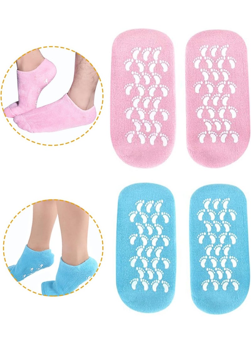 Moisturizing Socks, Gel Socks Soft Moisturizing Gel Socks, Gel Spa Socks for Repairing and Softening Dry Cracked Feet Skins, Gel Lining Infused with Essential Oils and Vitamins - Assorted Color - Image 1