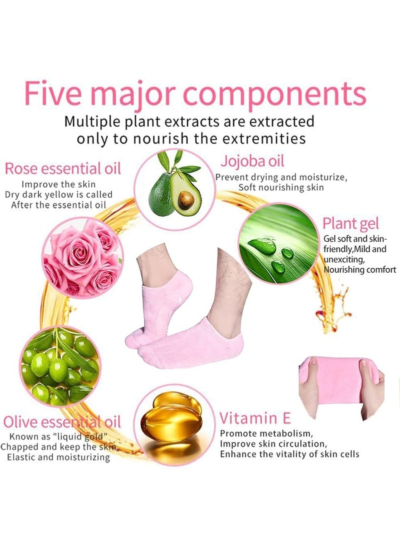 Moisturizing Socks, Gel Socks Soft Moisturizing Gel Socks, Gel Spa Socks for Repairing and Softening Dry Cracked Feet Skins, Gel Lining Infused with Essential Oils and Vitamins - Assorted Color - Image 2