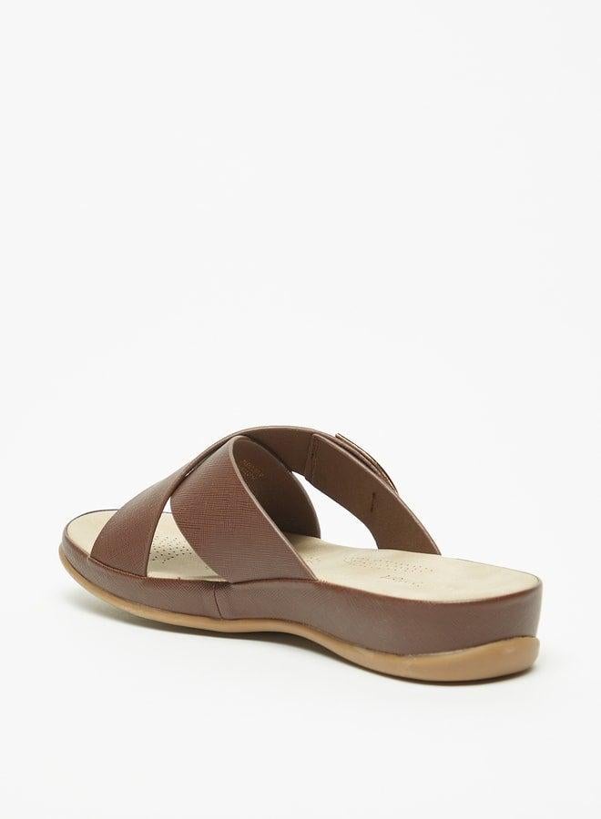 Le Confort Women's Textured Slip-On Slide Sandals with Metallic Accent - Image 2