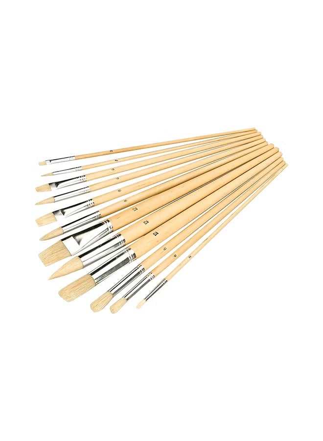 BAH 12 Piece Artist Paint Brush Set Beige, Fine Detail Brushes for Acrylic, Oil & Watercolor Painting, Craft & DIY