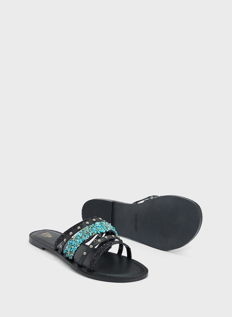 ELLA Multi Strap Studded Flat Sandal  - Image 3