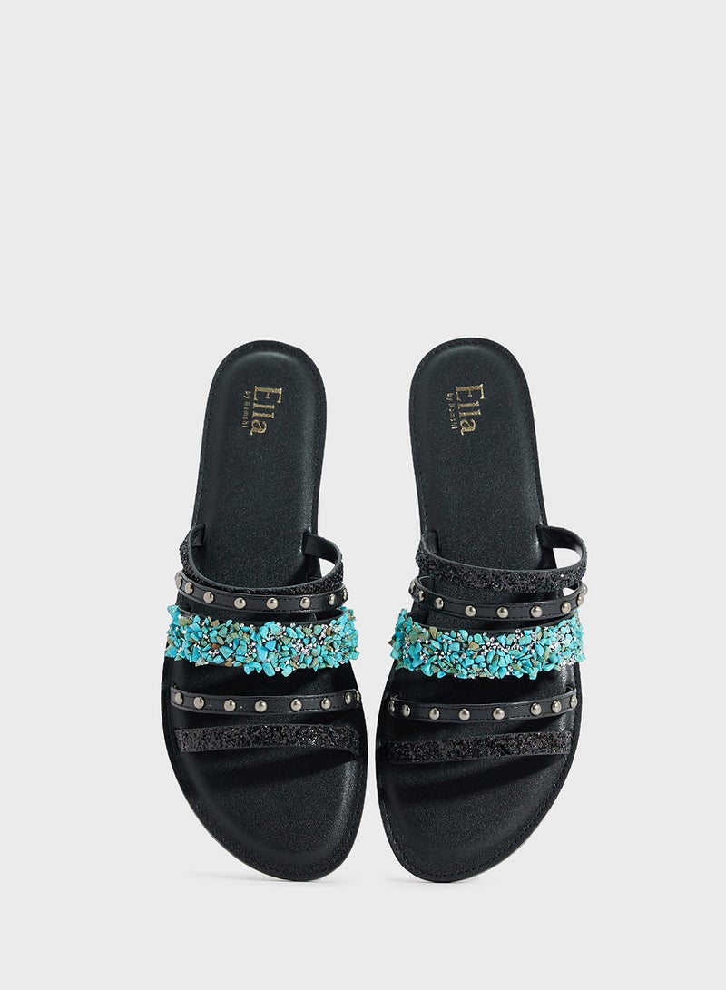 ELLA Multi Strap Studded Flat Sandal  - Image 4