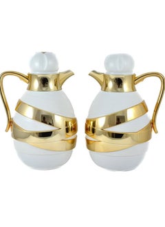 Homemaker 2-Piece Insulated Tea & Coffee Flask Set – 1L Each | Elegant White & Gold | Glass Inner, ABS Body, Long-Lasting Hot & Cold Retention  - Image 3