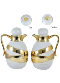 Homemaker 2-Piece Insulated Tea & Coffee Flask Set – 1L Each | Elegant White & Gold | Glass Inner, ABS Body, Long-Lasting Hot & Cold Retention  - Image 4