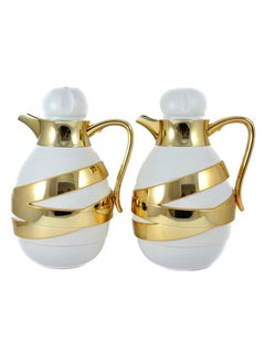 Homemaker 2-Piece Insulated Tea & Coffee Flask Set – 1L Each | Elegant White & Gold | Glass Inner, ABS Body, Long-Lasting Hot & Cold Retention  - Image 1
