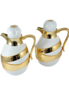 Homemaker 2-Piece Insulated Tea & Coffee Flask Set – 1L Each | Elegant White & Gold | Glass Inner, ABS Body, Long-Lasting Hot & Cold Retention  - Image 2