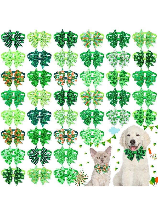 Maitys 40 Pcs St Patrick's Day Bow Ties for Dogs Cat Basic Bowties Collars Puppy Kitten Neck Accessories for Festival Holiday Party Grooming Accessories(Shamrock) - Image 1