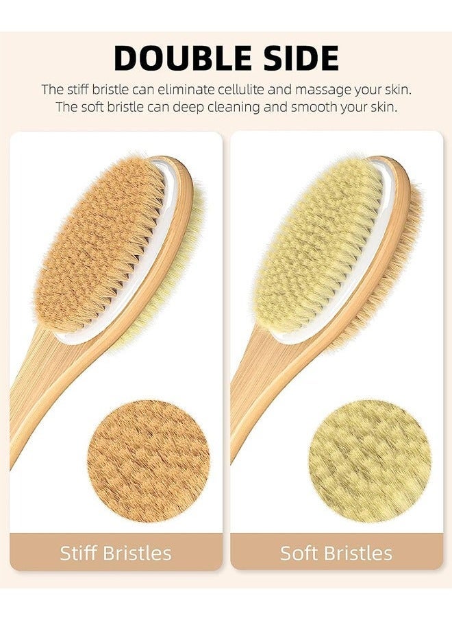 Shower Brush with Soft and Stiff Bristles, Bath Dual-Sided Long Handle Back Scrubber Body Exfoliator for Wet or Dry Brushing - Image 2