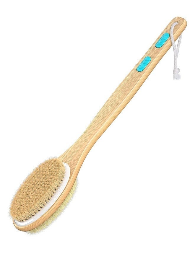 Shower Brush with Soft and Stiff Bristles, Bath Dual-Sided Long Handle Back Scrubber Body Exfoliator for Wet or Dry Brushing - Image 1