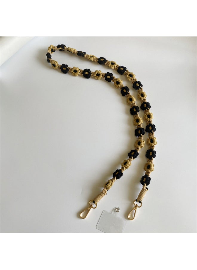 ماركة غير محددة البوهيمي طويل المنسوجة يدويا زهرة حزام الكاميرا زهرة الأقحوان الهاتف المحمول Crossbody الحبل سلسلة معلقة ملونة للنساء-المواصفات: وردي أحمر  - Image 4