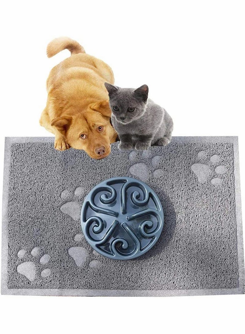Waterproof Non Slip Pet Feeding Mat for Dogs and Cats Interactive Spill Proof Tray 1574 x 1181 inches Ideal for Mess Free Feeding Grey - Image 1