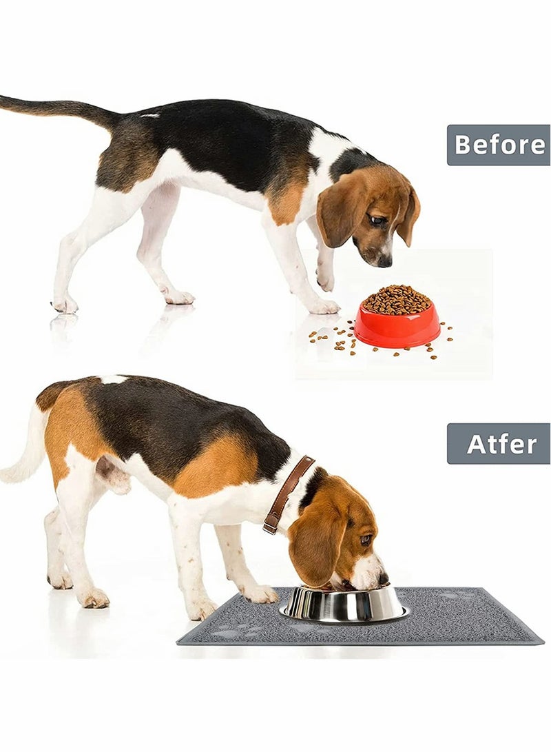 Waterproof Non Slip Pet Feeding Mat for Dogs and Cats Interactive Spill Proof Tray 1574 x 1181 inches Ideal for Mess Free Feeding Grey - Image 2