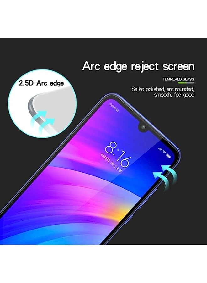 MOFI Tempered Glass Screen Protector Compatible MOFI 9H 2.5D Full Screen Tempered Glass Film for Xiaomi Redmi 7 Black - Image 2