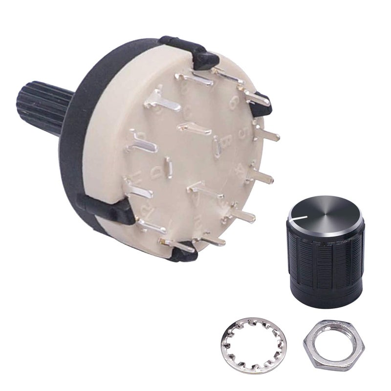 Taiss 3pcs Rotary Switch RS26 2P12T Band Switch Band Channel Rotary Selector Switch 2 Pole 12 Position Selectable Position + 3pcs knob - Image 3