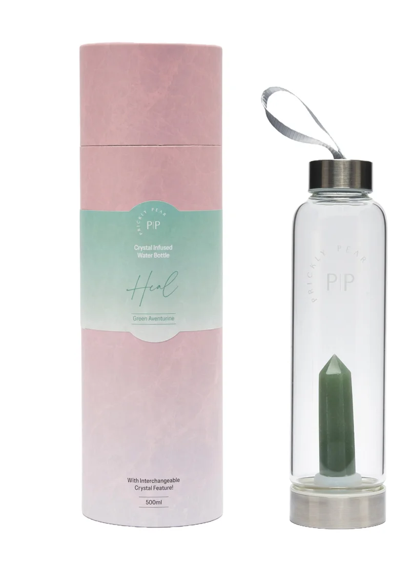 Prickly Pear Green Aventurine Interchangeable Crystal Water Bottle 500ml