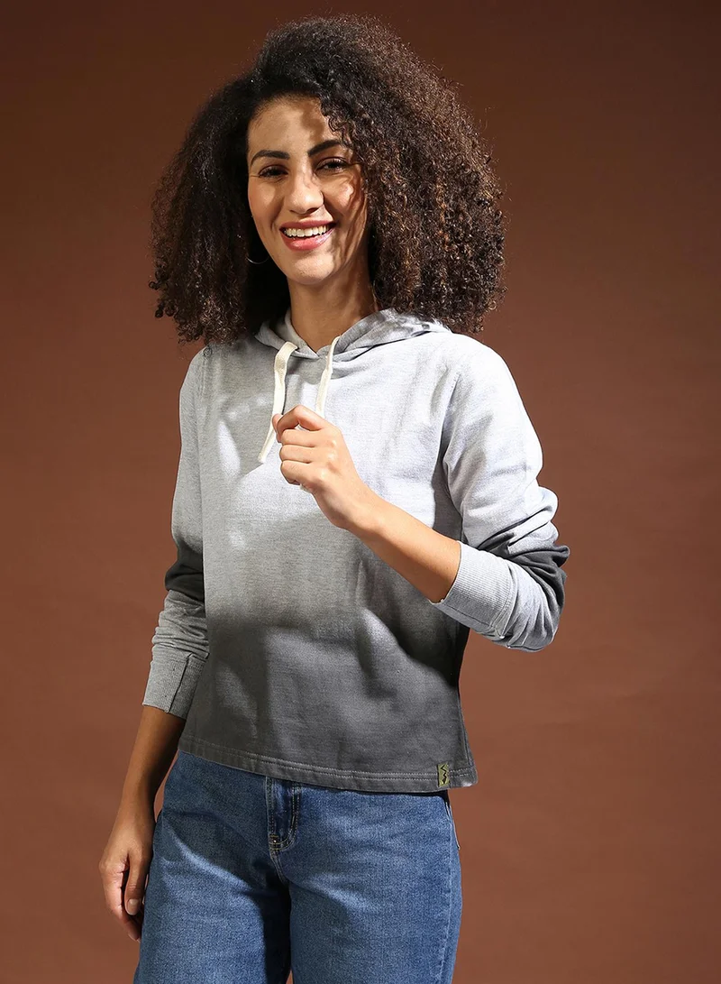 كامبوس سوترا هودي قصير نسائي بلون رمادي قمري متدرج