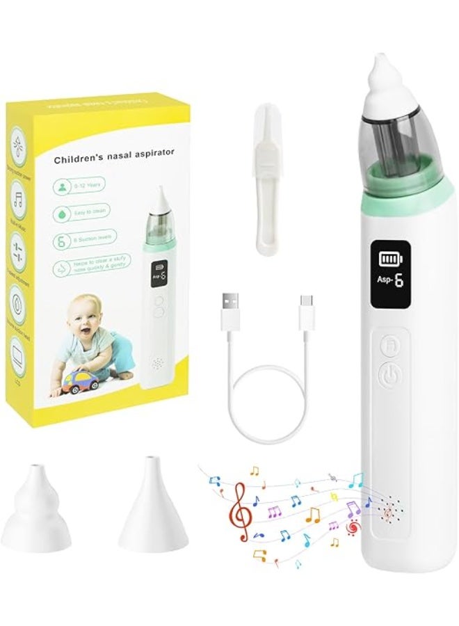 Electric Baby Nasal Aspirator - 6 Suction Levels & 2 Silicone Tips - Rechargeable Baby Nose Vacuum with Music Function & LCD Display - Green - Image 1