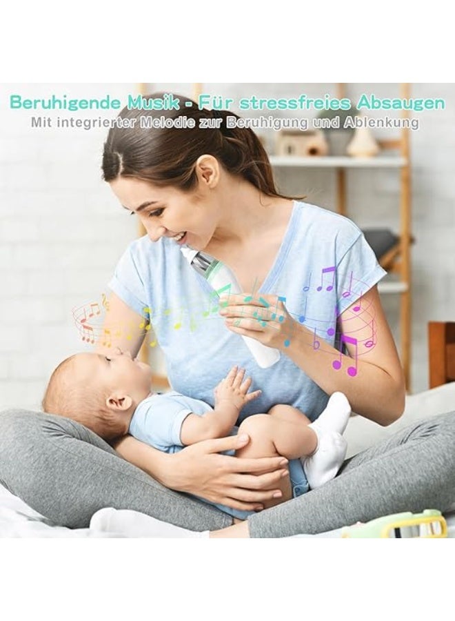 Electric Baby Nasal Aspirator - 6 Suction Levels & 2 Silicone Tips - Rechargeable Baby Nose Vacuum with Music Function & LCD Display - Green - Image 5