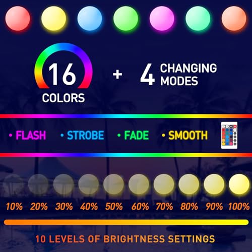 MIAOKE Pool Toys 16 Inch 5 Pack 16 Lighting and 4 Modes LED Beach Ball with Remote ControlSuitable for Pool Games Night Summer Pool PartyOutdoor Everybody Family Games - Image 5