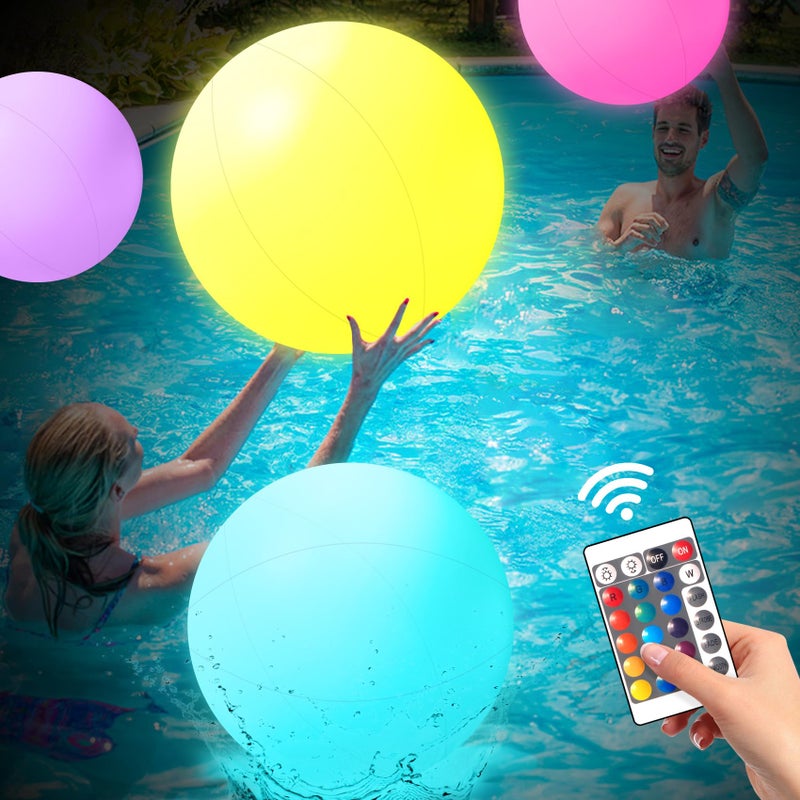 MIAOKE Pool Toys 16 Inch 5 Pack 16 Lighting and 4 Modes LED Beach Ball with Remote ControlSuitable for Pool Games Night Summer Pool PartyOutdoor Everybody Family Games - Image 3