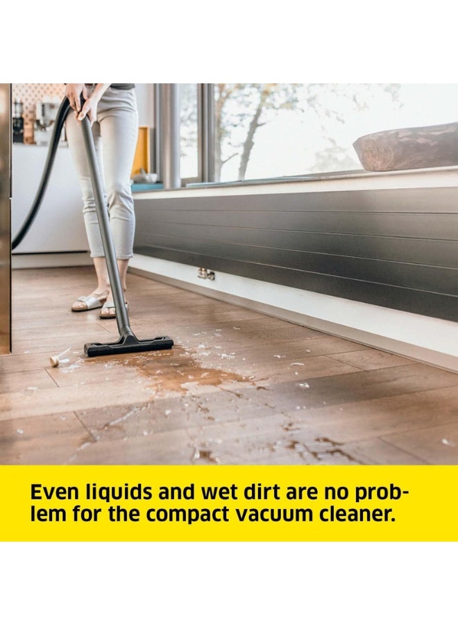 KARCHER WD 2 Plus Wet and Dry Vacuum Cleaner with Blower Function, 1000W Power, 12L Impact-Resistant Container, 1.8m Suction Hose, for Home, Garage, Workshop & Car Cleaning, Yellow 12 L 1000 W 16280020 Yellow/black - Image 5