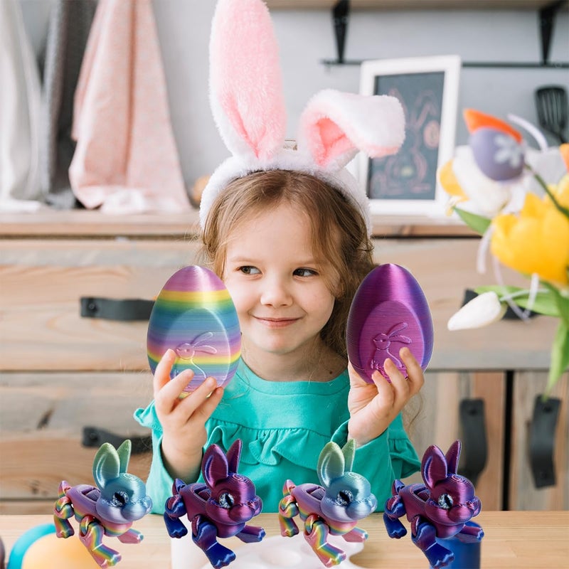 QBvuj 3D Printed Easter Eggs with Bunny Inside,Crystal Bunny Egg,Easter Basket Stuffers Gifts Home Executive Desk Decor,Easter Surprise Rabbit Eggs - Image 5