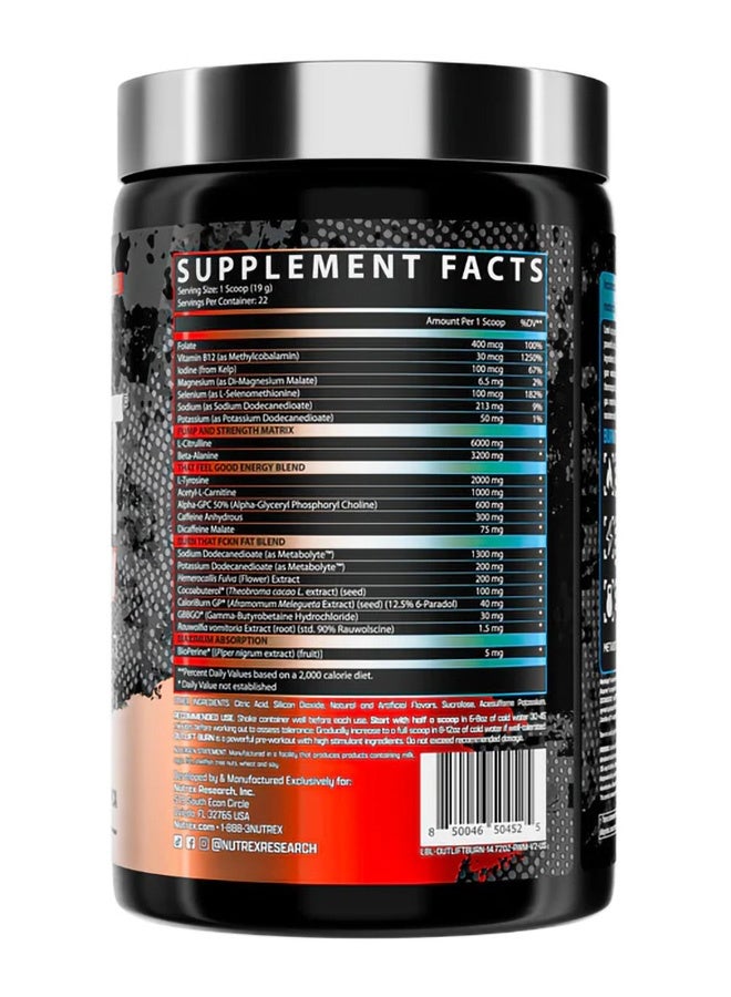 نورتكس ريسيرش جرعة سريرية لحرق الدهون قبل التمرين بنكهة الأحمر والأبيض والأمريكي 22 حصة - Image 3