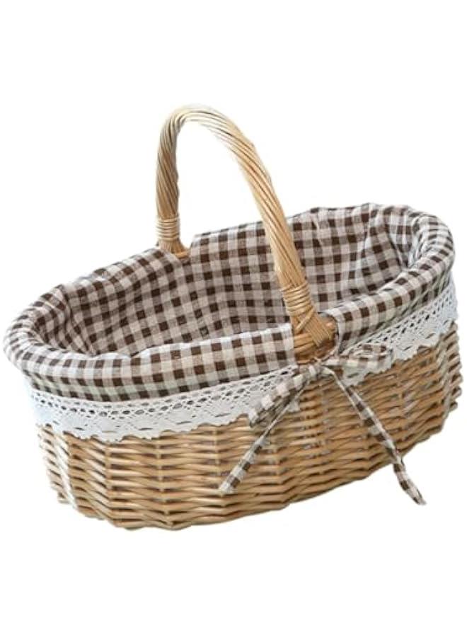 Generic Handwoven Picnic Basket Removable Lining Picnic Storage Basket for Storage and Decoration  - Image 1