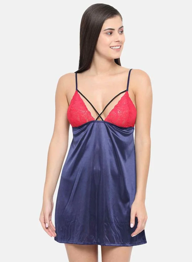 Take Two Lace Insert V Neck Strappy Babydoll By Klamotten