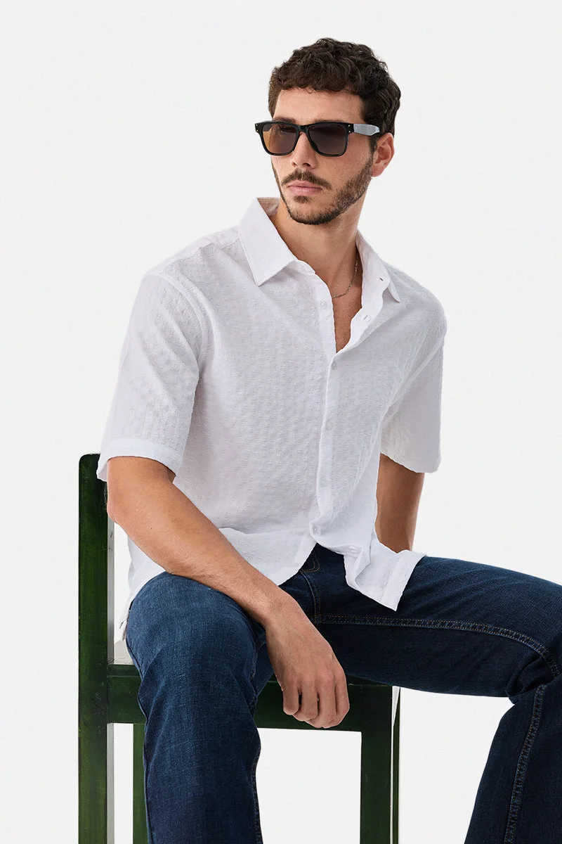 SNITCH Box Fit Textured Stretch Shirt