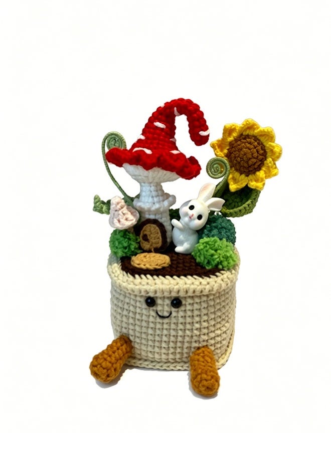Beauenty Handmade Crochet Flower Potted Plant, Cute Knitted Floral Bonsai, Mini Desktop Decor for Home Bedroom, Unique Handcrafted Gift - Image 3