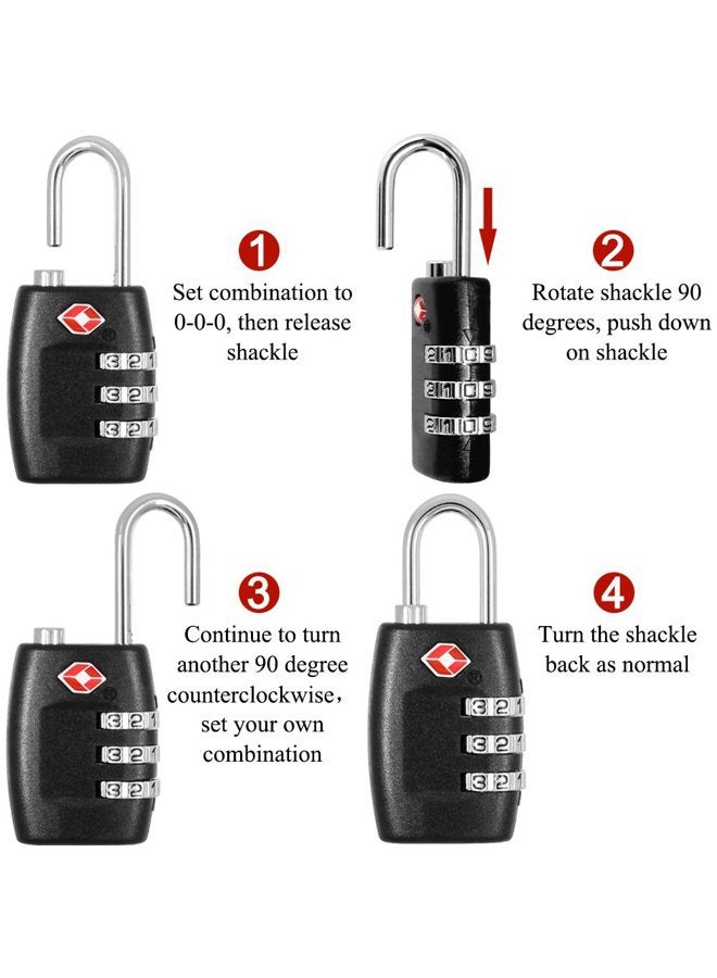 DanziX TSA Approved Lock and 4 Colors Stainless Steel Safety Tetherï¼Œ3-Dial Combination Travel Luggage Lock with Lanyard Security Cable for Protect Your Different Sizes of Bags,Suitcase,Baggage - Image 5