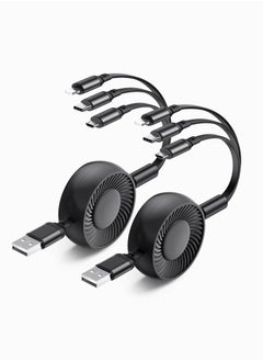 Generic 3-in-1 USB Charging Cable, Multi Retractable to USB Cable Type C Sync Fast Charging Cord, USB Charging Cable for IP, Micro-USB, Compatible with Cell Phones Tablets for Samsung LG iPhone, 2Pcs  - Image 1