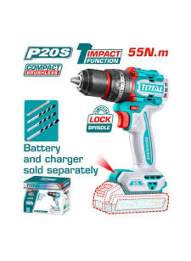 Total Impact Cordless Drill 20V 13mm 55Nm Without battery and charger TIDLI205581
