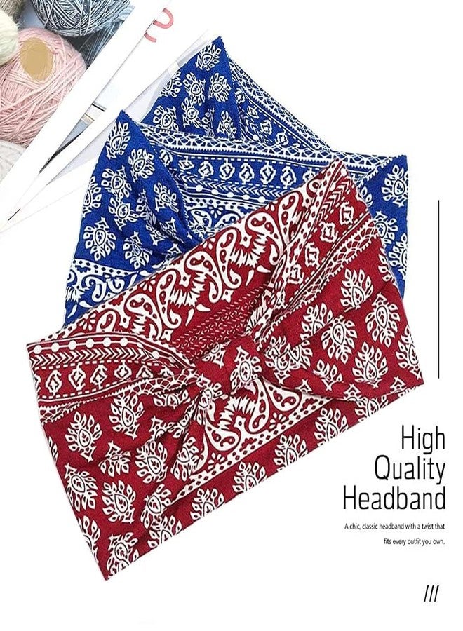 TTRCB 2Pcs Gym Headbands Bohemian Headbands for Women Men, Stretch Wide Hair Bands Stylish Yoga Sweatband for Workout, Running, Tennis, Badminton, Marathons, Cycling - Image 4