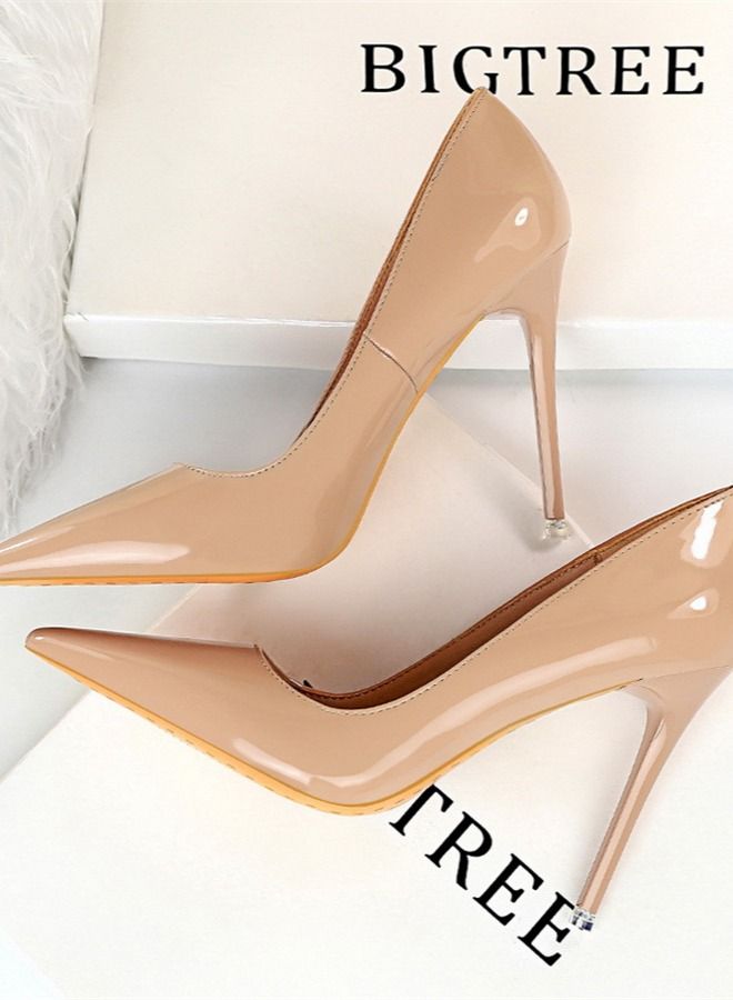 BIGTREE Pointed High-Heeled Shoes 10.5CM Beige