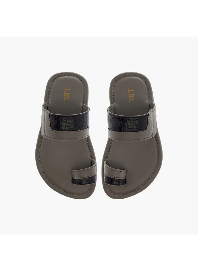 LBL by Shoexpress Boys Textured Slip-On Arabic Sandals with Toe Loop Detail