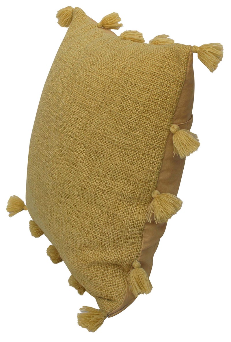 Dekor World 2 Piece Large Cotton Mustard Tassel Marit Collection Cushion Cover (20x20 inches/ 50x50 cm)-for Living Room and Bedroom New - Image 3