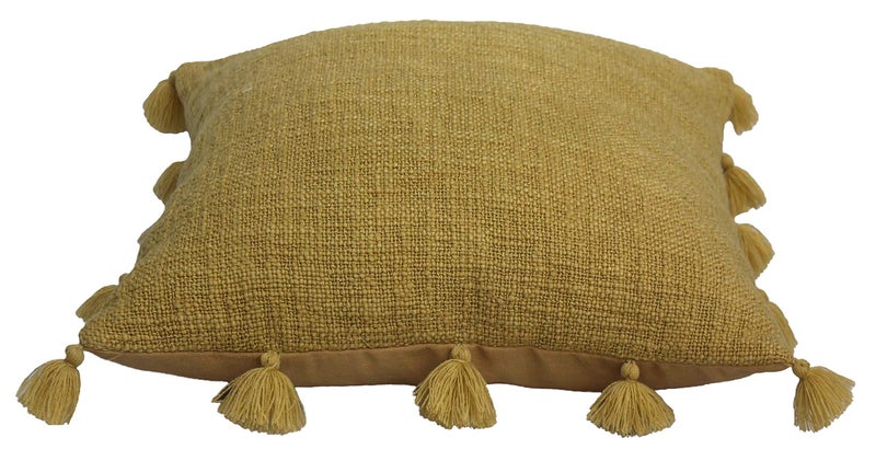 Dekor World 2 Piece Large Cotton Mustard Tassel Marit Collection Cushion Cover (20x20 inches/ 50x50 cm)-for Living Room and Bedroom New - Image 2