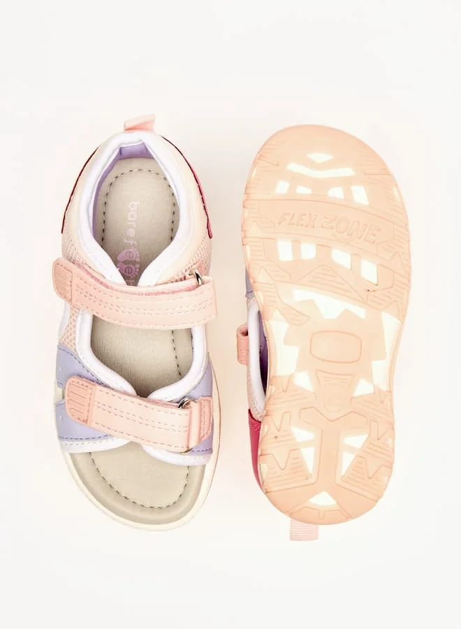 Barefeet Panelled Backstrap Sandals with Hook and Loop Closure