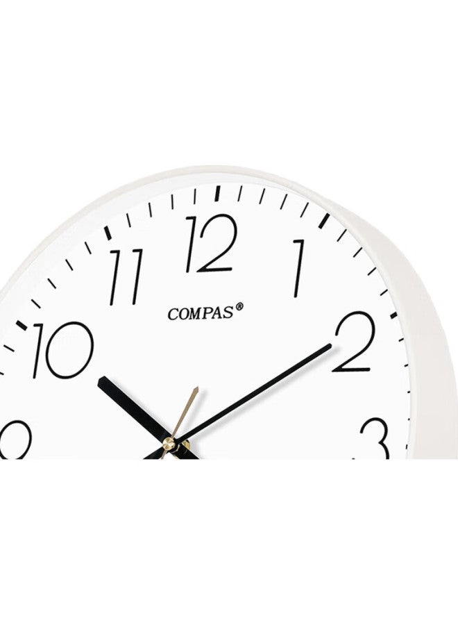 Compas (Compas) Wall Clock Living Room Clock Simple Quartz Clock Wall Clock Bedroom Clock C3219B Pure White 35Cm - Image 1