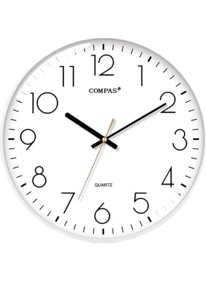 Compas (Compas) Wall Clock Living Room Clock Simple Quartz Clock Wall Clock Bedroom Clock C3219B Pure White 35Cm - Image 2