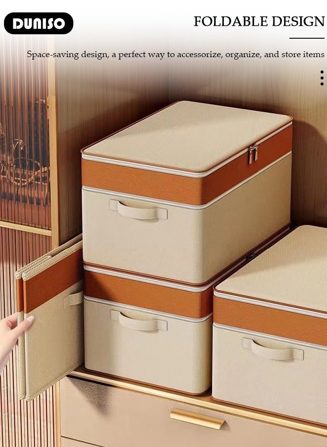 DUNISO Closet Storage Box with Zipper Lid, Folding Wardrobe Clothes Storage Box with Handle, Cube Storage Bins Closet Storage Basket for Clothing, T-Shirt, Jeans, Sweaters, Toys & Books - Image 2