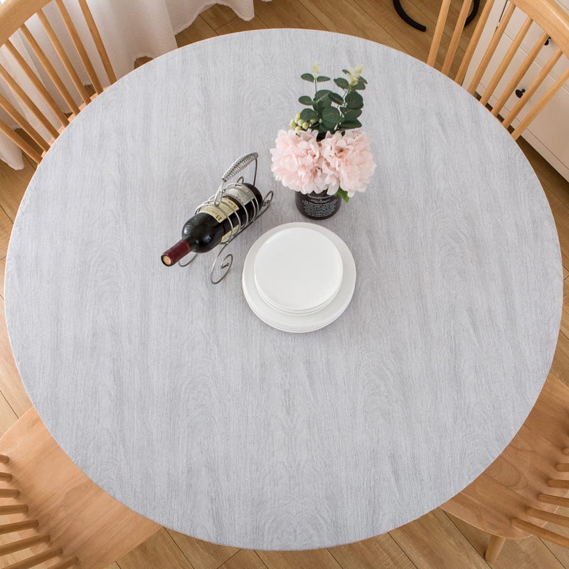 LIBERECOO Round Vinyl Fitted Tablecloth with Flannel Backing Elastic Edge Table Cover Waterproof Stain-Resistant Wipeable Tablcloths Fits 40-44" Round Tables - Image 1