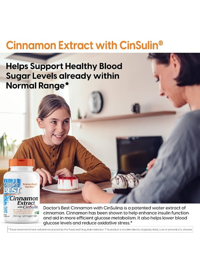 Doctor's BEST Doctor's Best Cinnamon Extract with CinSulin, Non-GMO, Vegan, Gluten Free, Soy Free, Helps Maintain Blood Sugar Levels, 250 mg, 120 Veggie Caps  - Image 4